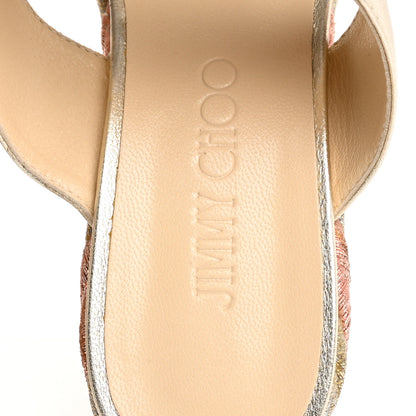 Jimmy Choo Metallic Nappa Raffia Parker Wedge 100 Sandals 36.5 Gold Multicolor 7 of 8