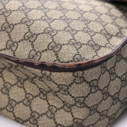 Gucci GG Plus Monogram Medium Double Buckle Flap Messenger Bag Beige Dark Brown 11 of 28
