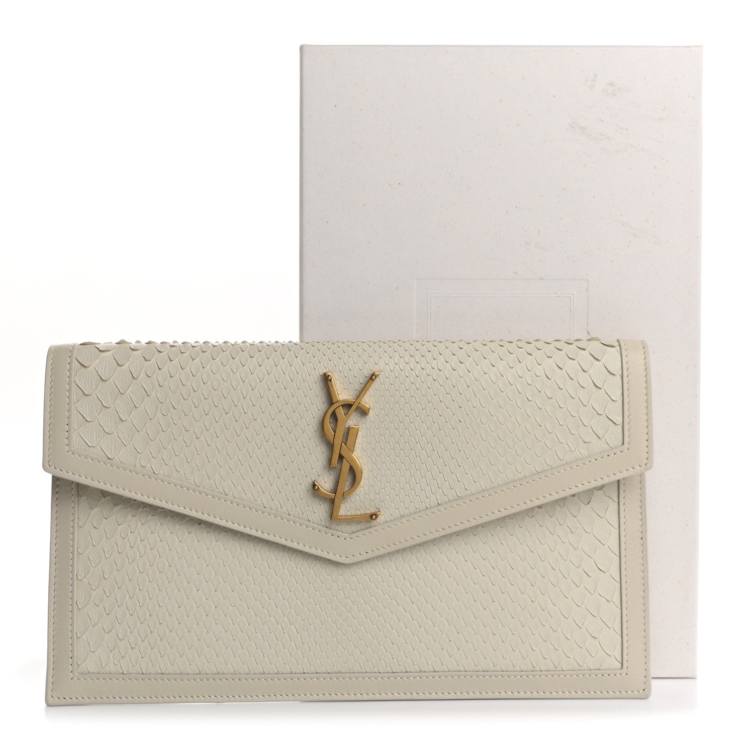 Saint Laurent Snakeskin Uptown Pouch Crema Soft 10 of 10