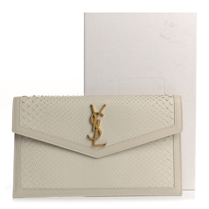 Saint Laurent Snakeskin Uptown Pouch Crema Soft 10 of 10