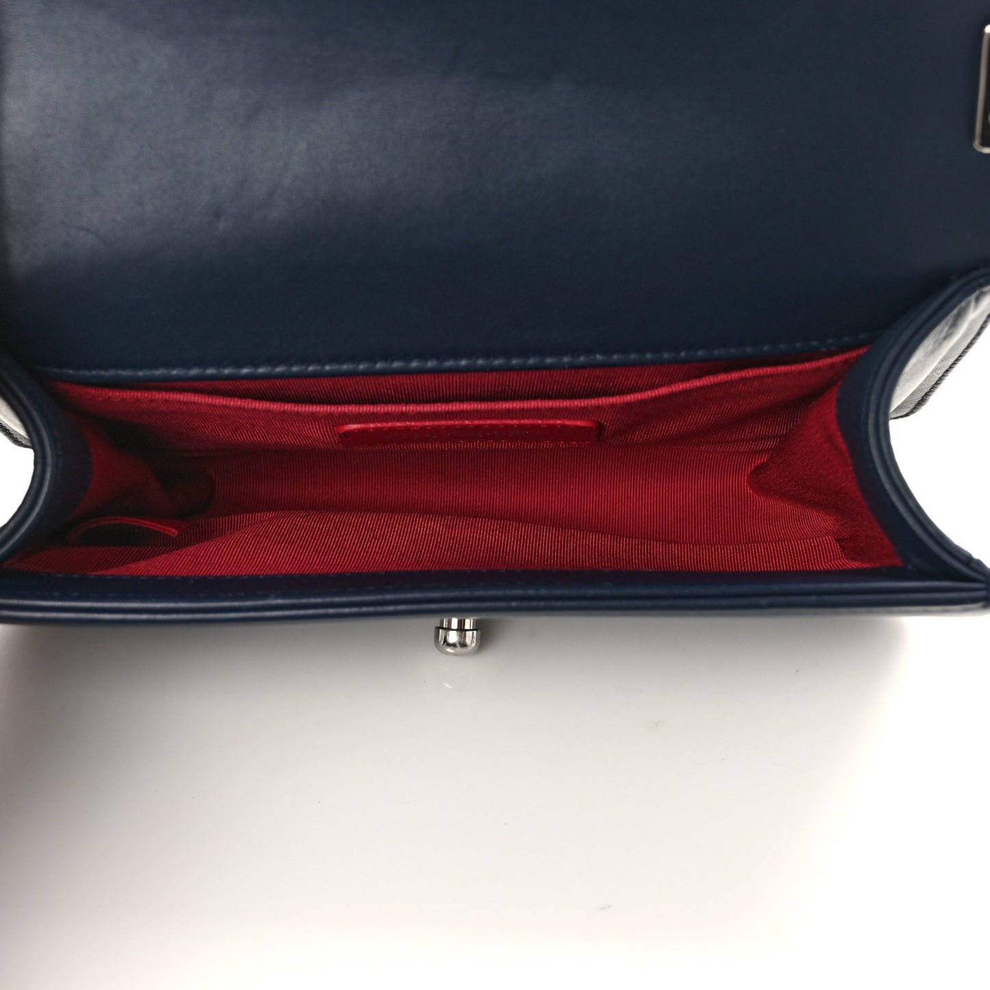 Lambskin Tweed Chevron Small Boy Flap Navy Blue