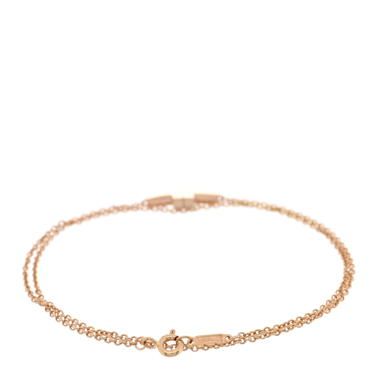 Tiffany 18K Rose Gold T Double Chain Bracelet 2 of 3