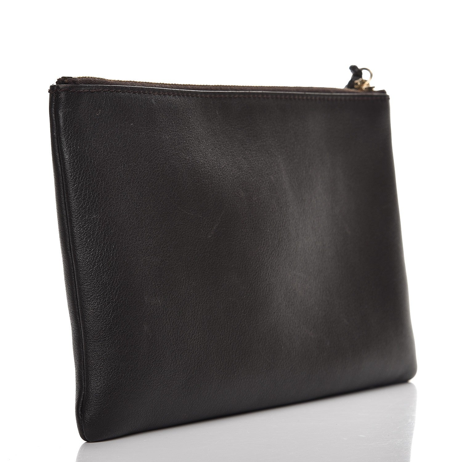 Gucci Pebbled Calfskin Large Bamboo Clutch Dark Brown 3 of 8