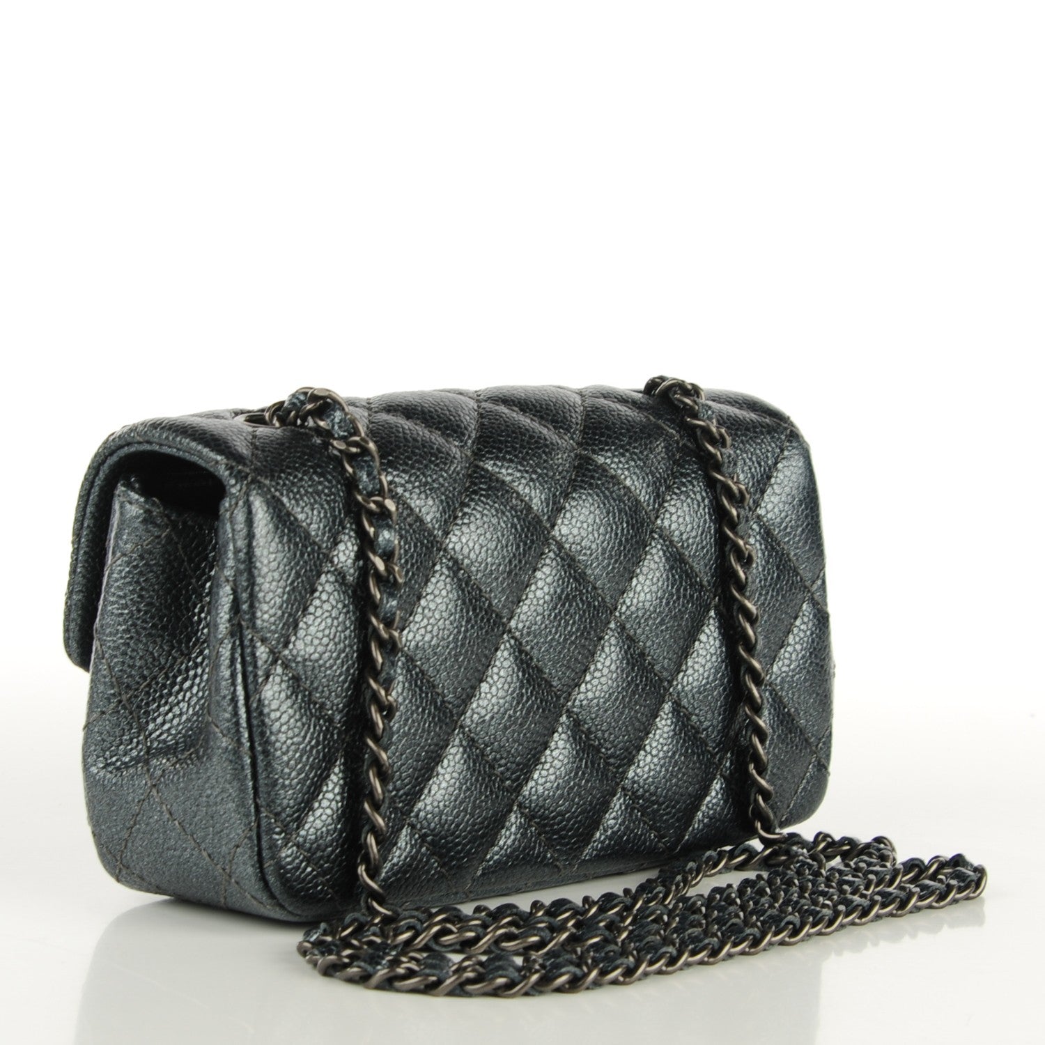 Chanel Metallic Caviar Quilted Extra Mini Flap Dark Grey 3 of 8
