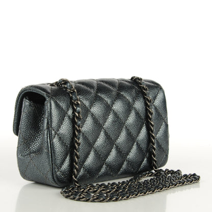 Chanel Metallic Caviar Quilted Extra Mini Flap Dark Grey 3 of 8