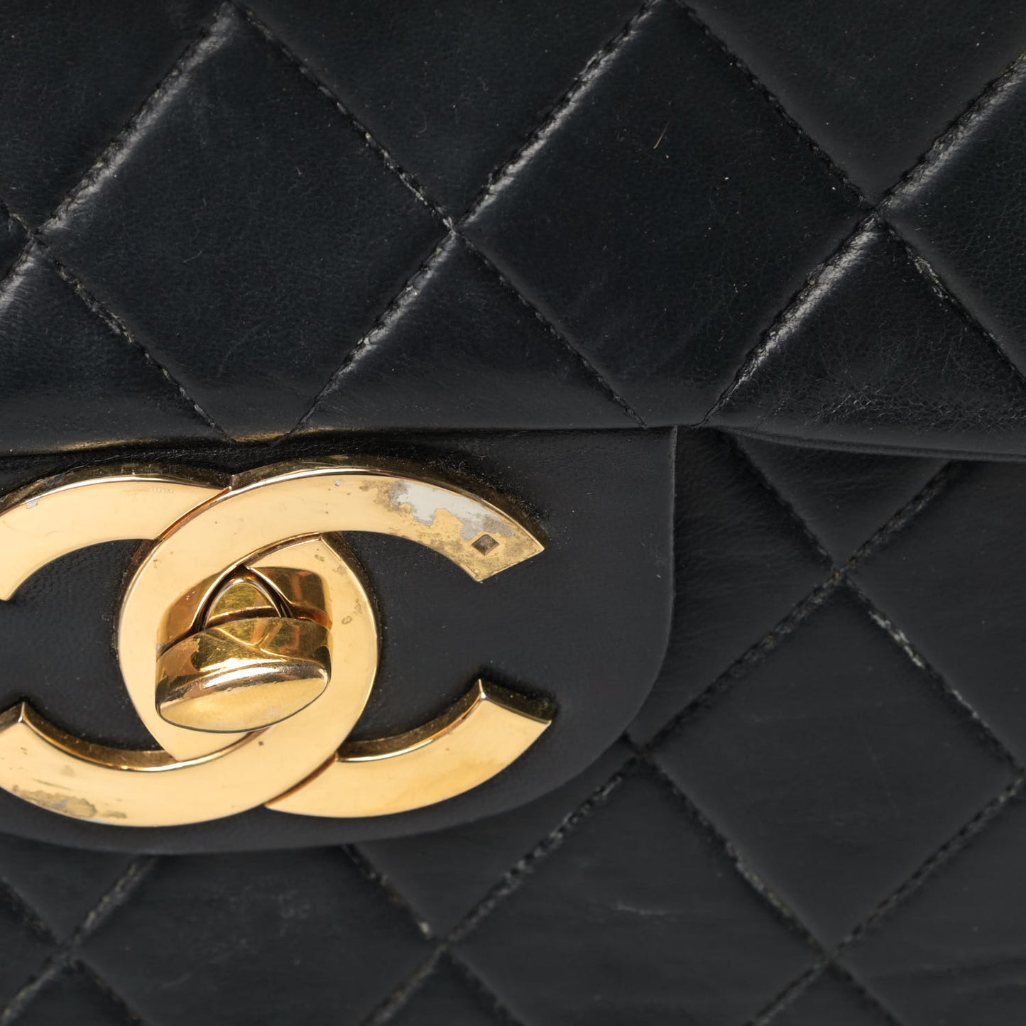 Lambskin Quilted XL Jumbo Single Flap Black