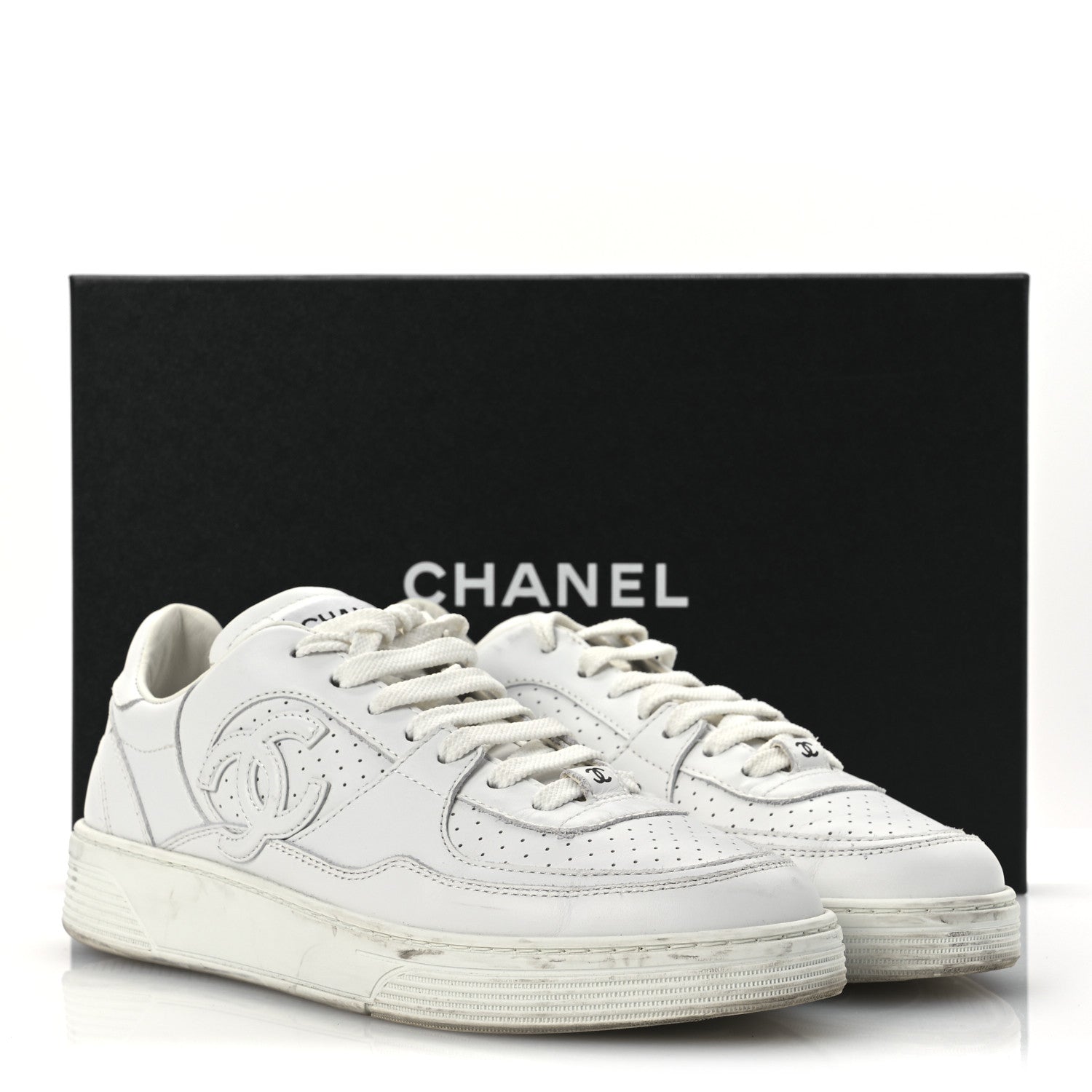 Chanel Calfskin Womens CC Sneakers 39.5 White 16 of 16