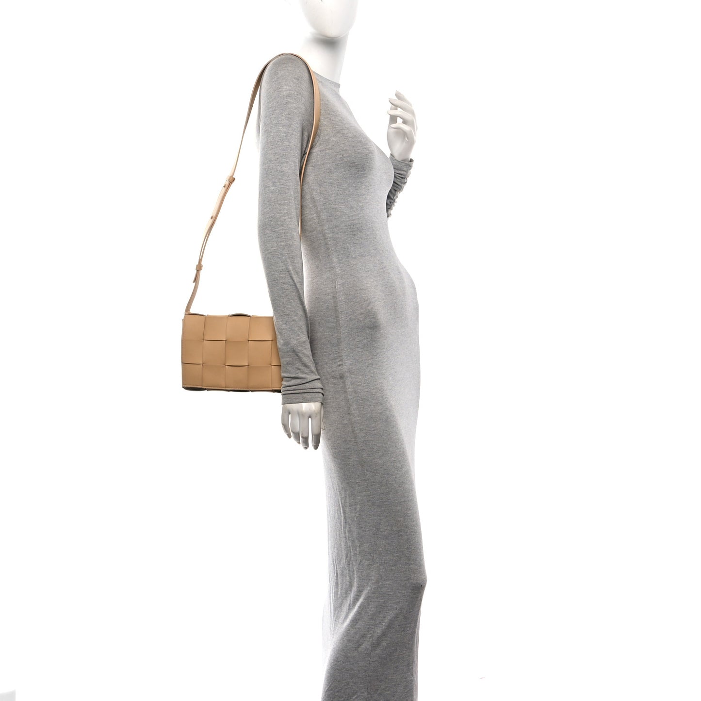 Lambskin Maxi Intrecciato Cassette Crossbody Bag Almond