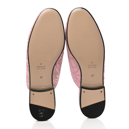 Gucci Lace Malaga Kid Womens Princetown Slippers 36 Sugar Pink Skin Rose 5 of 9