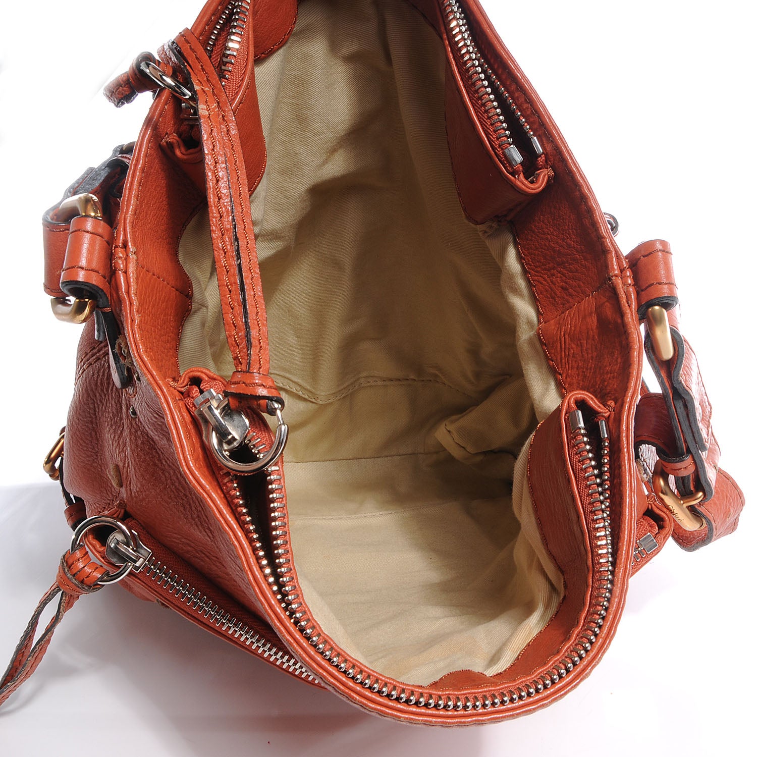 Chloe Leather Large Paddington Shoulder Bag Orange 5 of 6