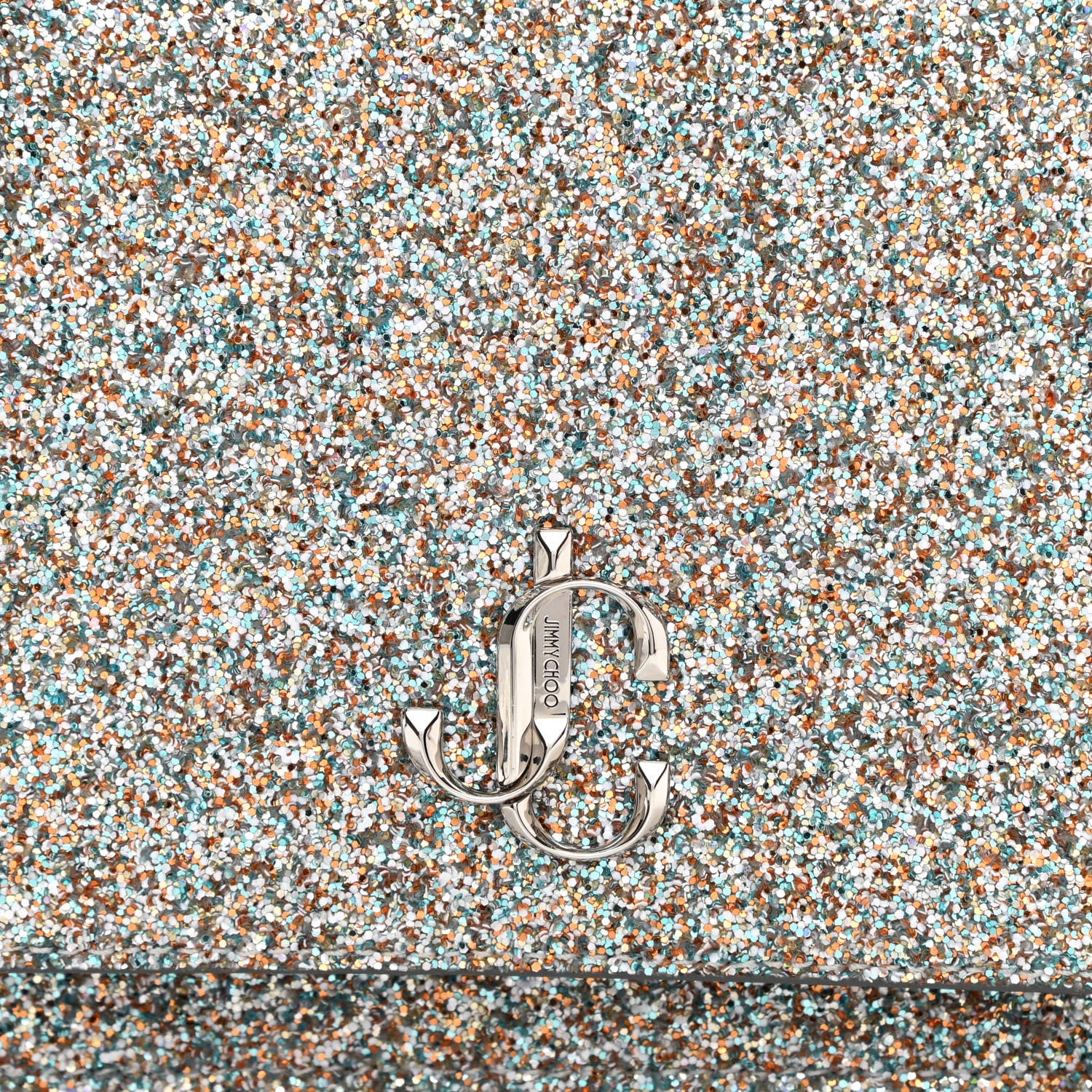 Jimmy Choo Glitter Palace Wallet On Chain Silver Multicolor 7 of 10