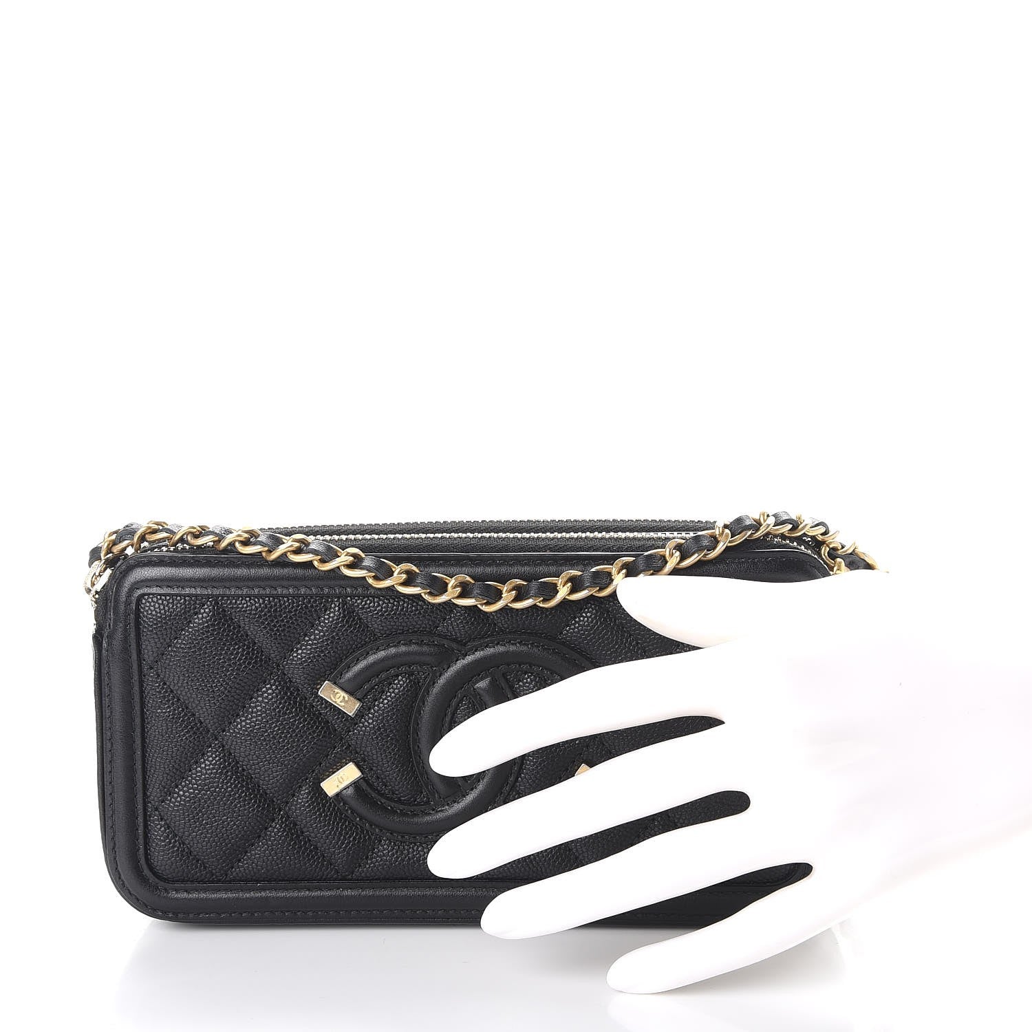 Chanel Caviar Quilted CC Filigree Clutch With Chain Black 3 of 10