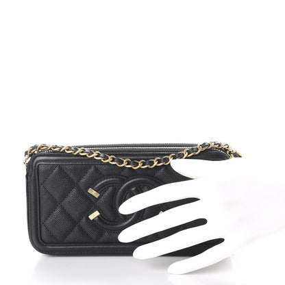 Chanel Caviar Quilted CC Filigree Clutch With Chain Black 3 of 10