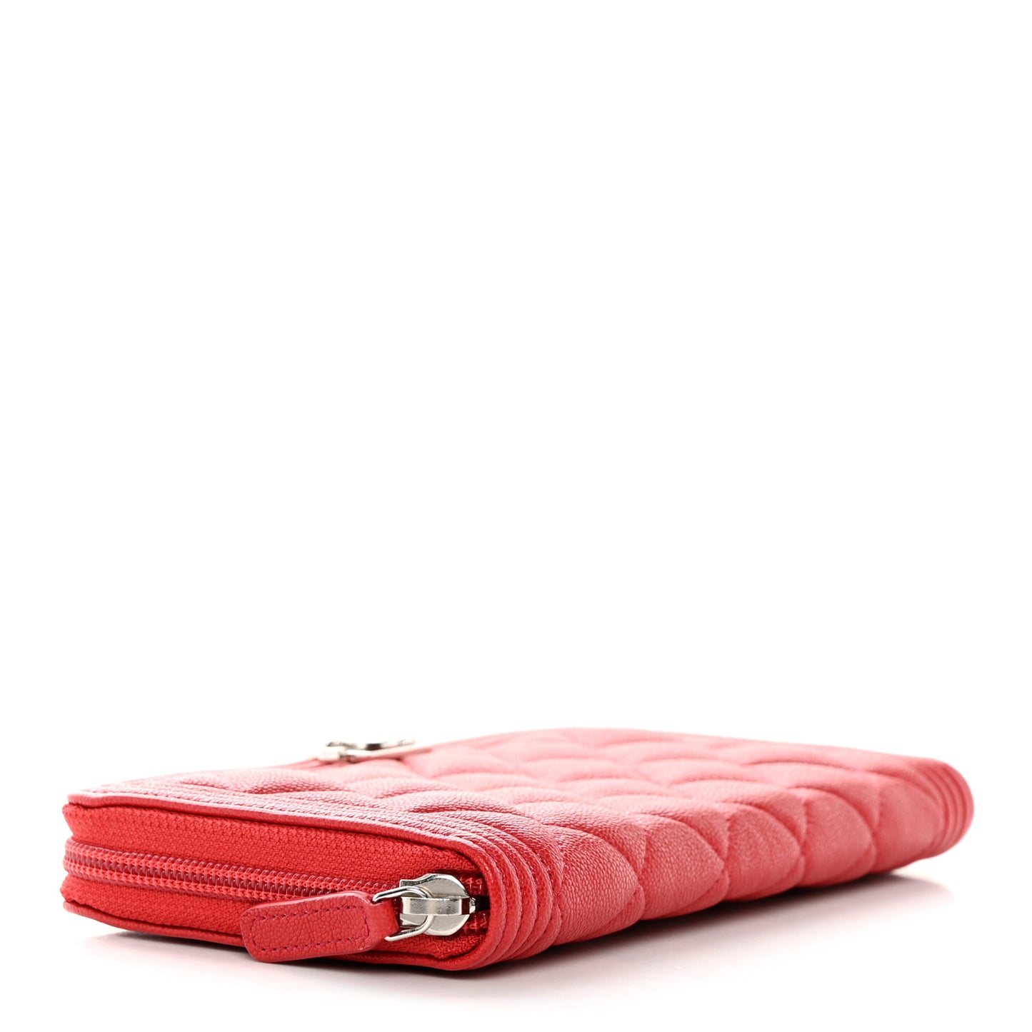 Caviar Quilted Long Boy Zip Around Wallet Red