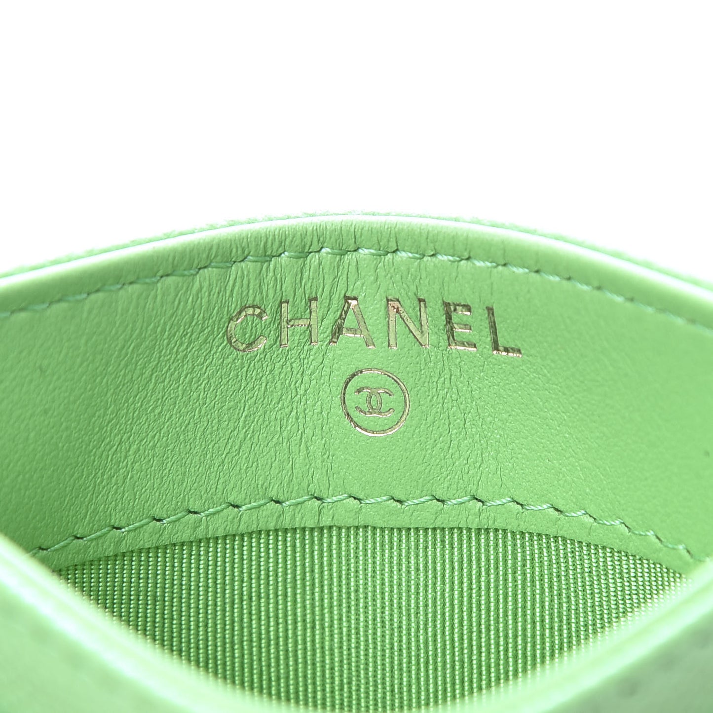 Caviar Quilted Card Holder Green
