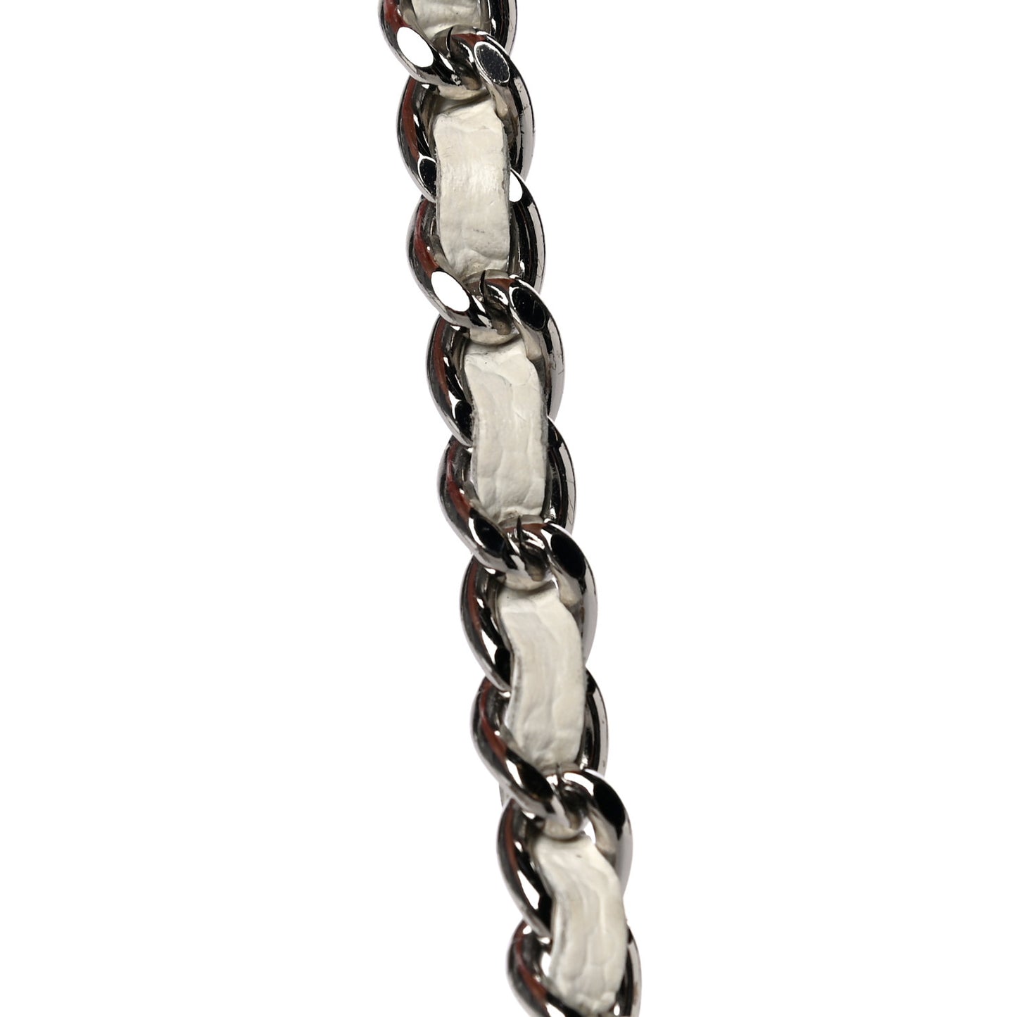 Caviar Perforated Pulley Shoulder Bag White