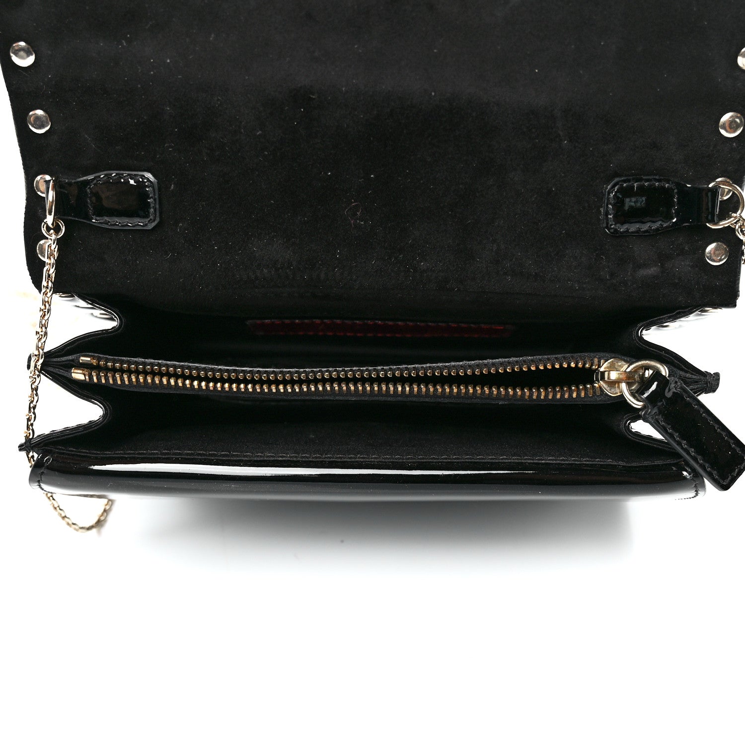 Valentino Garavani Patent Rockstud Wallet On Chain Black 5 of 12