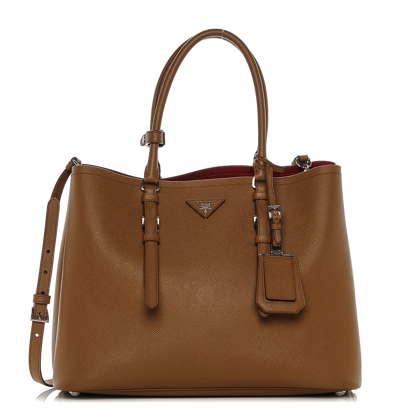Saffiano Cuir Medium Double Handle Tote Caramel