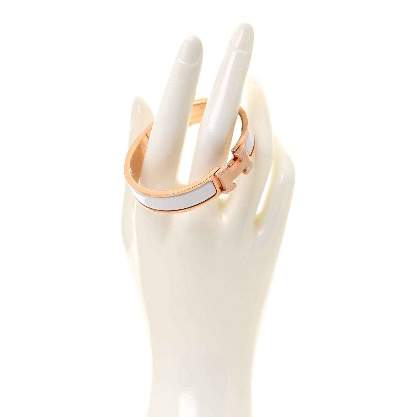 Enamel Narrow Clic Clac H Bracelet PM White