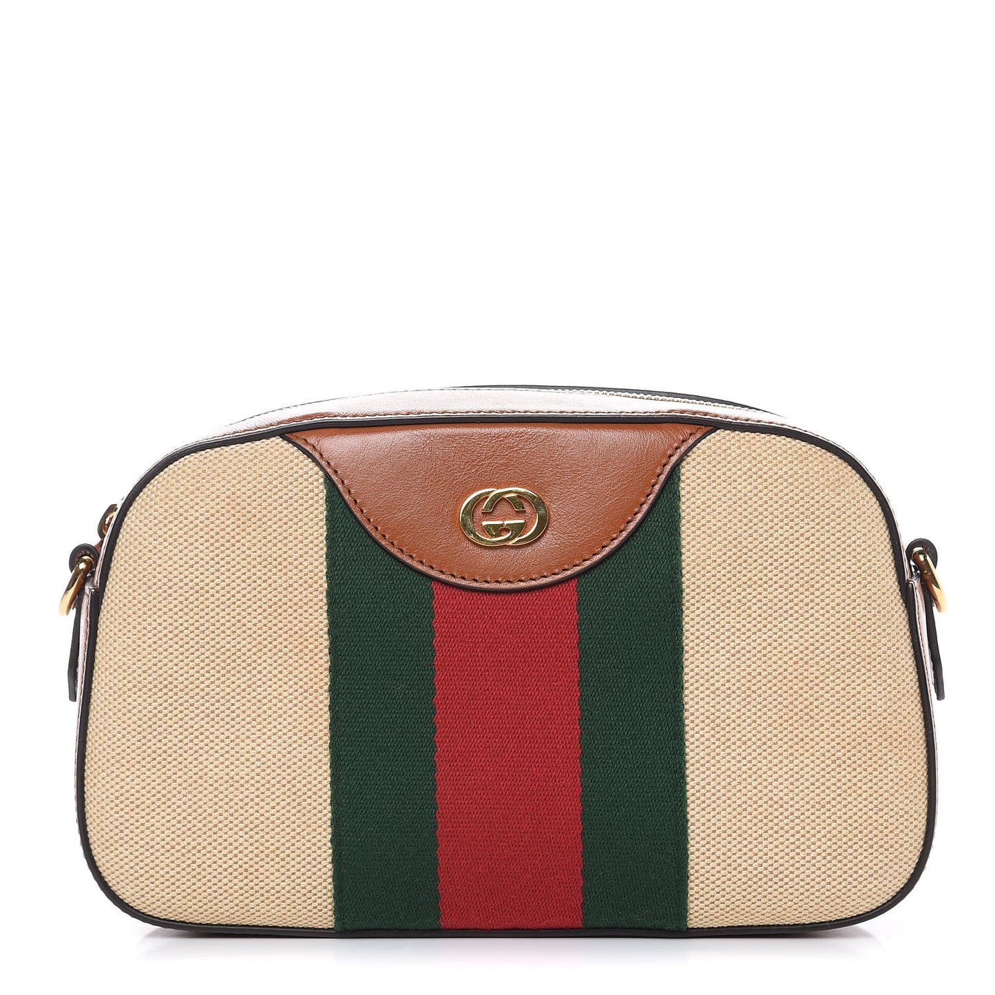 Vintage Canvas Web Shoulder Bag Sand Cuir