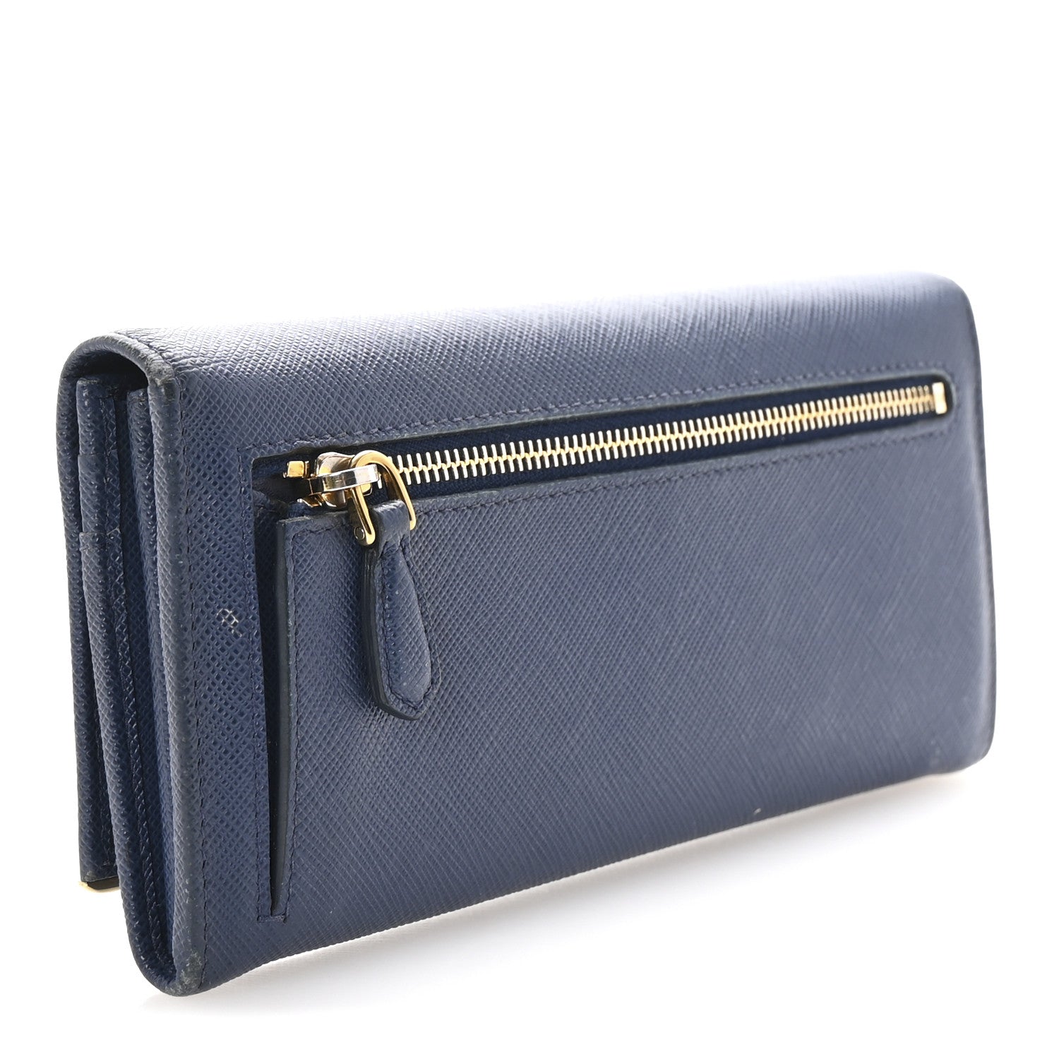 Prada Saffiano Metal Bar Continental Flap Wallet Bluette 4 of 7