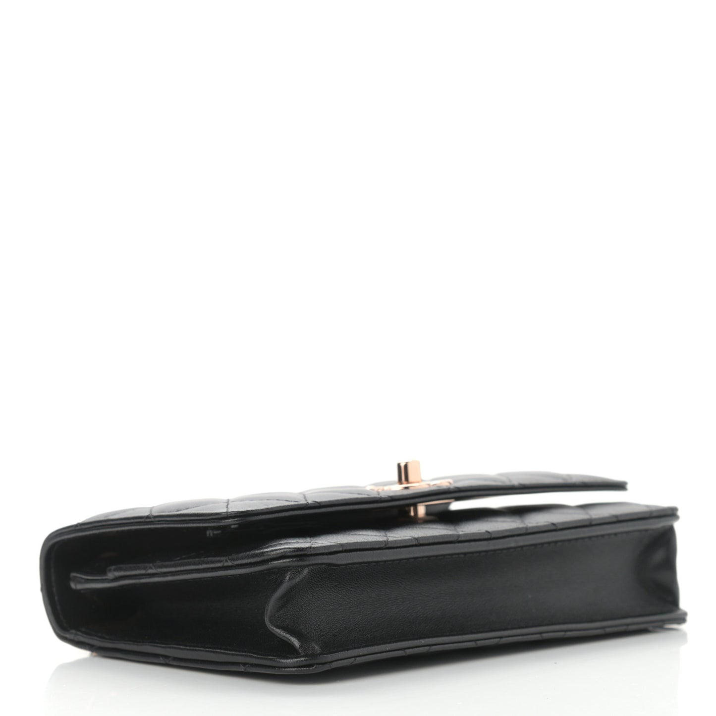 Lambskin Quilted Trendy CC Wallet On Chain WOC Black