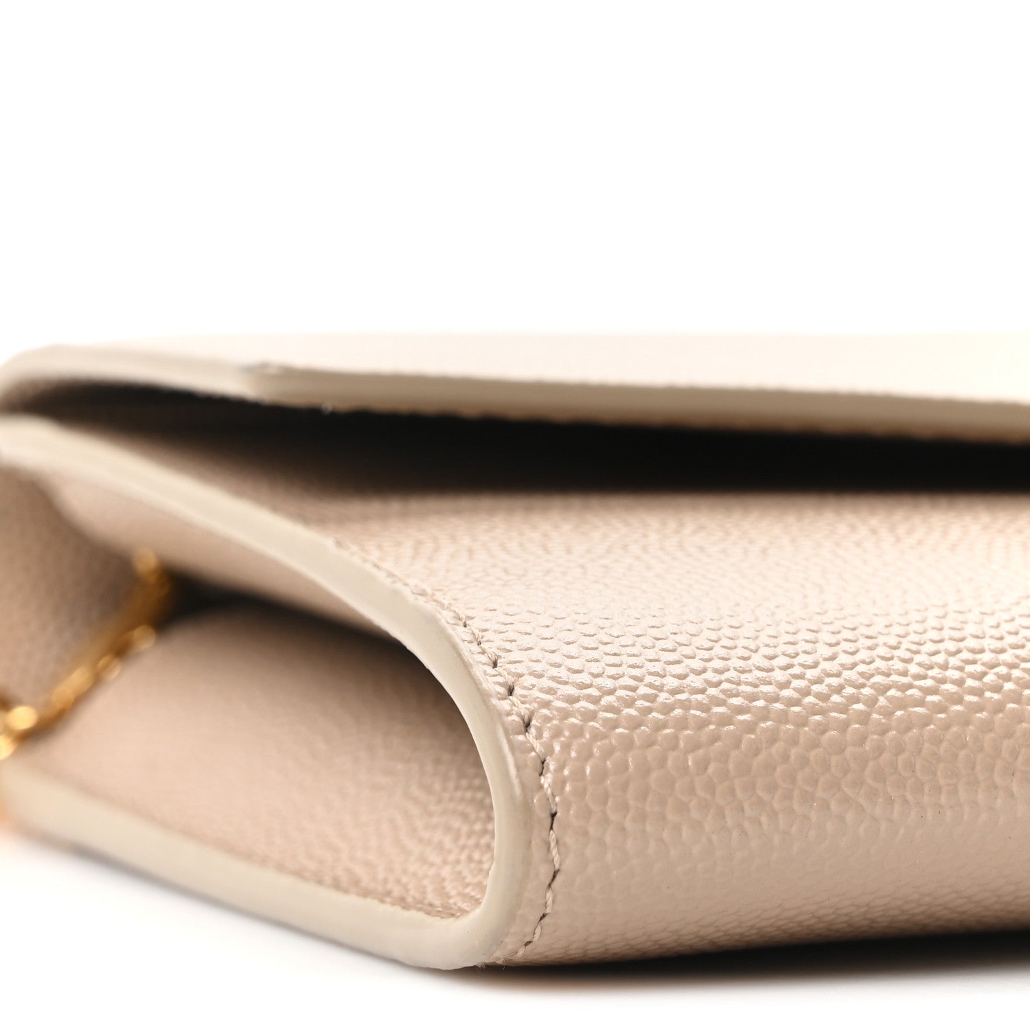 Saint Laurent Grain De Poudre Monogram Uptown Chain Wallet Dark Beige 9 of 11