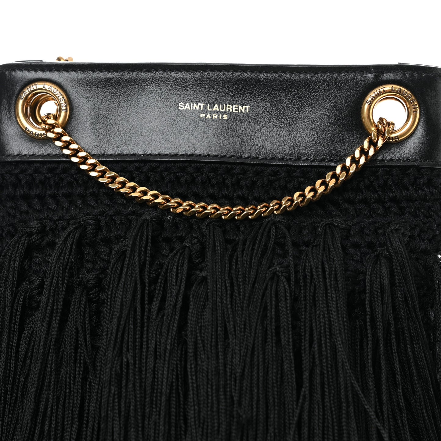 Crochet Fringe Grace Small Hobo Bag Black