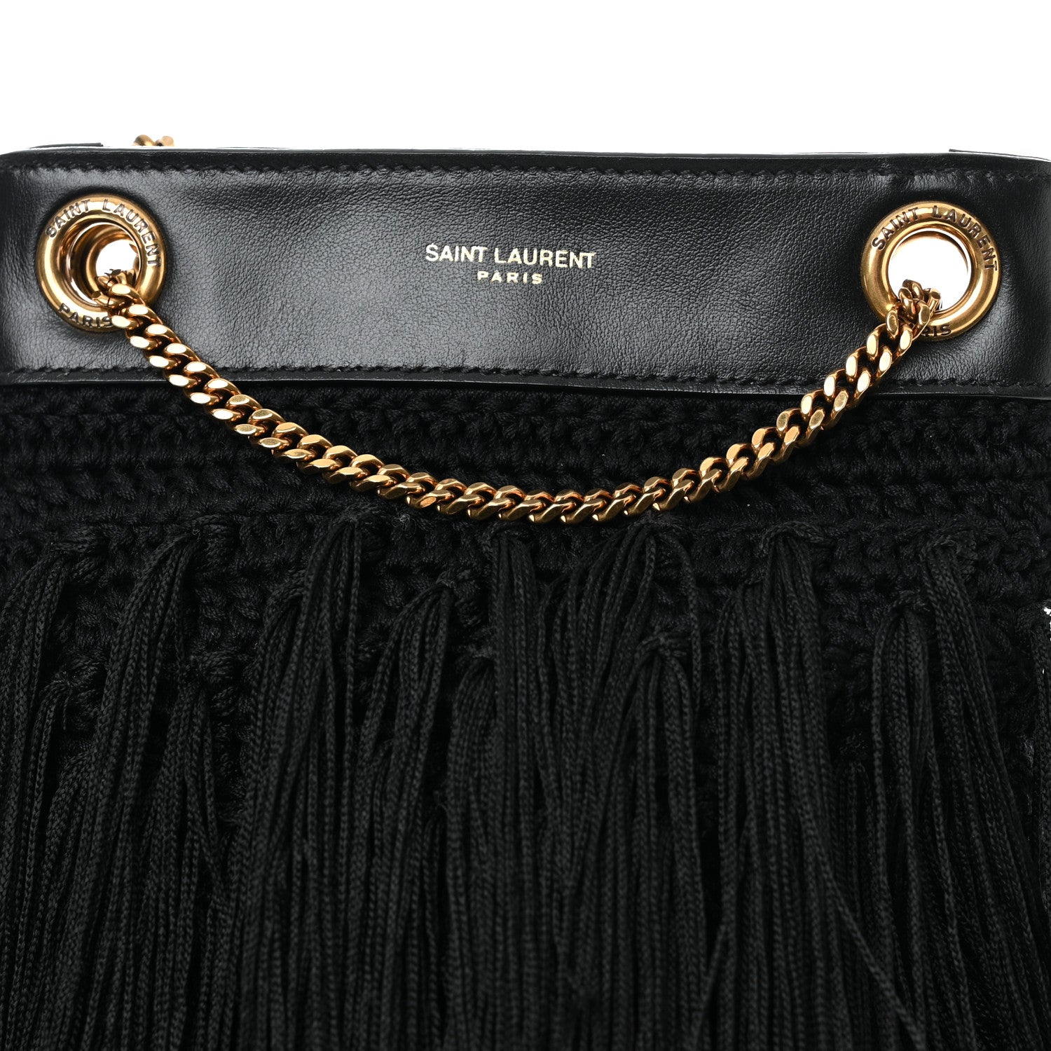 Saint Laurent Crochet Fringe Grace Small Hobo Bag Black 8 of 10