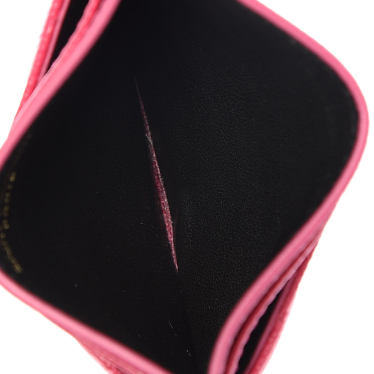 Saint Laurent Grain De Poudre Matelasse Chevron Monogram Credit Card Case Bubblegum 5 of 6
