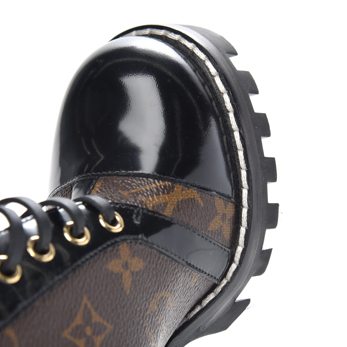 Patent Calfskin Monogram Star Trail Ankle Boots 38.5 Black
