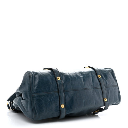 Miu Miu Vitello Lux Medium Bow Bag Blue 4 of 14