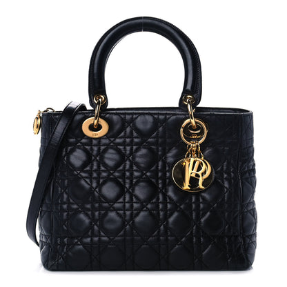 Christian Dior Lambskin Cannage Medium Lady Dior Black 1 of 12