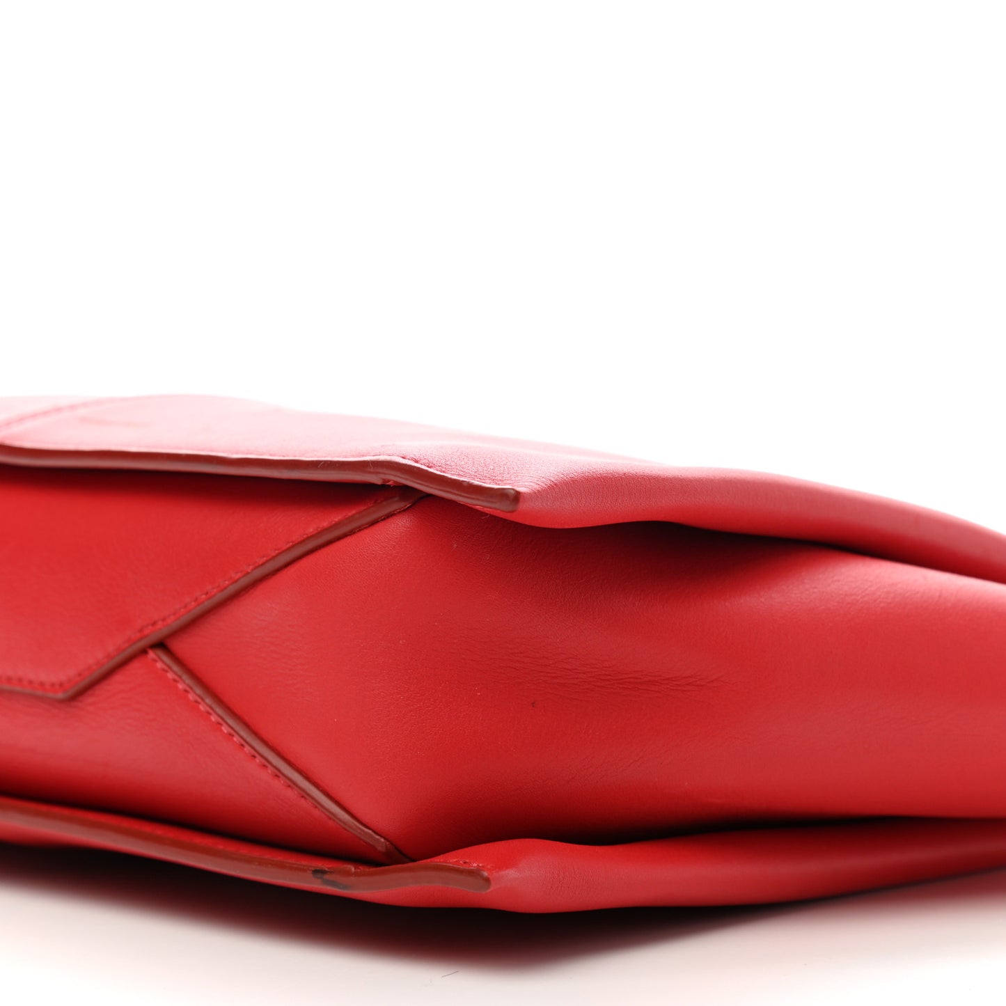 Supple Natural Calfskin Tri-Fold Clutch Coquelicot