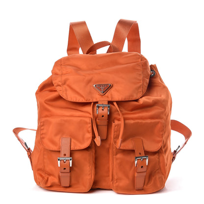 Prada Tessuto Nylon Saffiano Vela Backpack Papaya 1 of 10