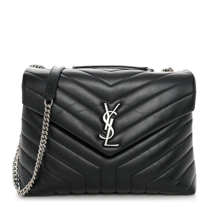 Saint Laurent Calfskin Y Quilted Monogram Medium Loulou Chain Satchel Black 1 of 9