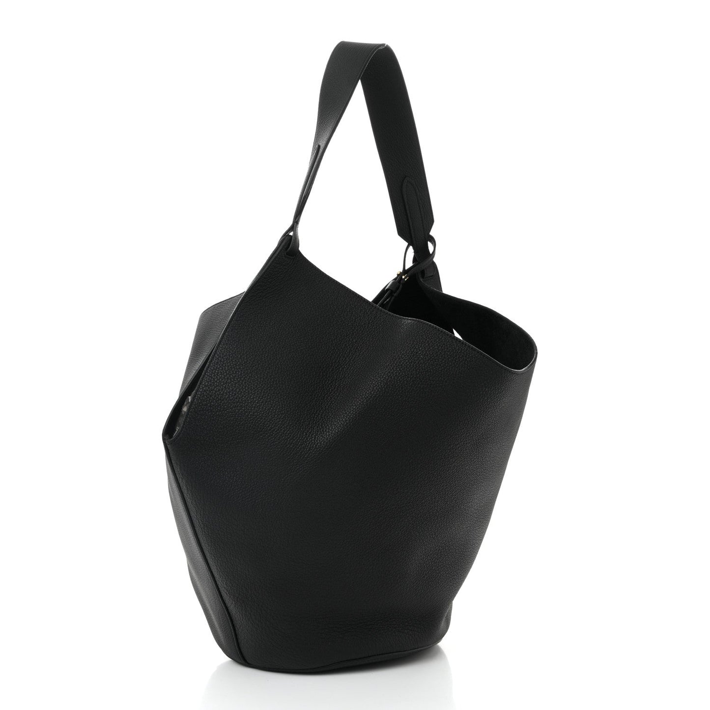Pebbled Sport Calfskin Medium Lotus Tote Black