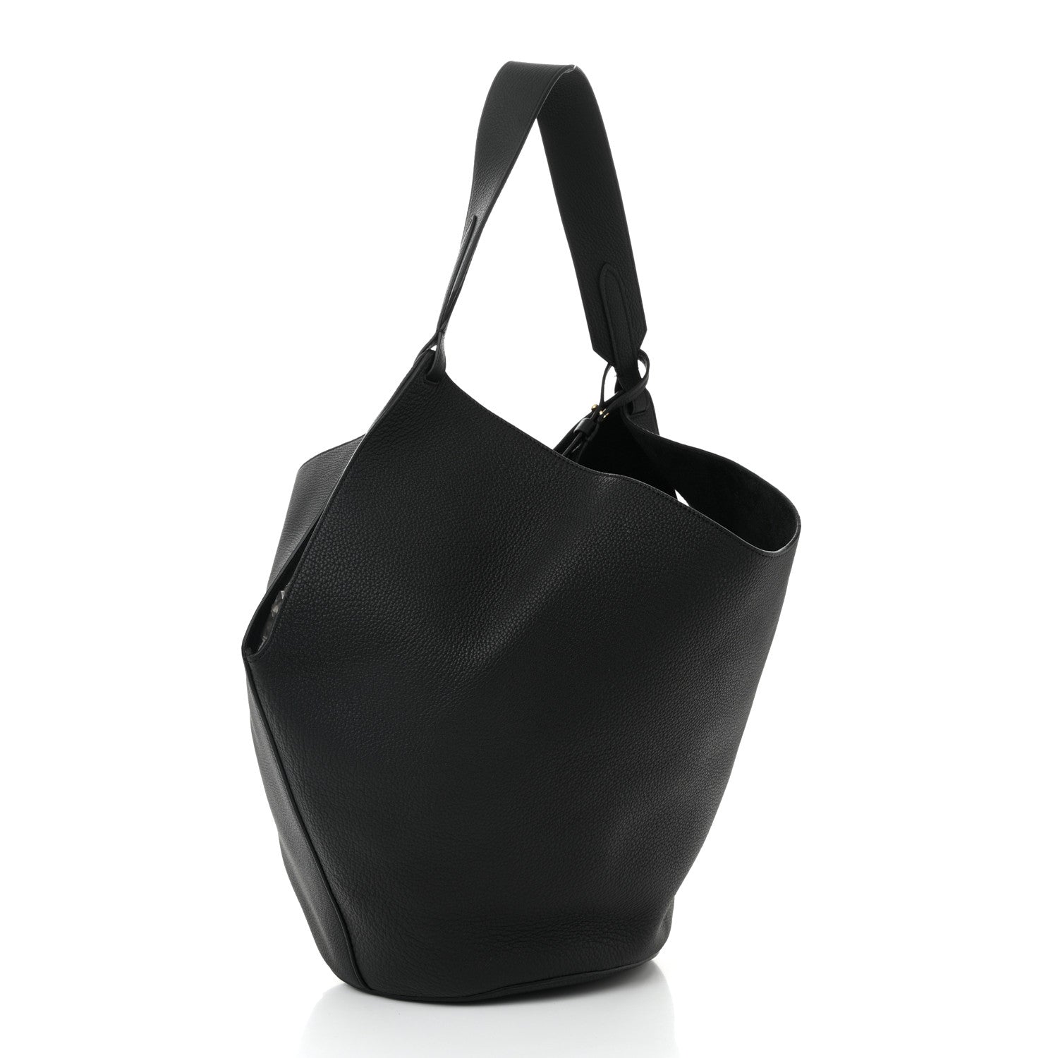 Khaite Pebbled Sport Calfskin Medium Lotus Tote Black 4 of 11