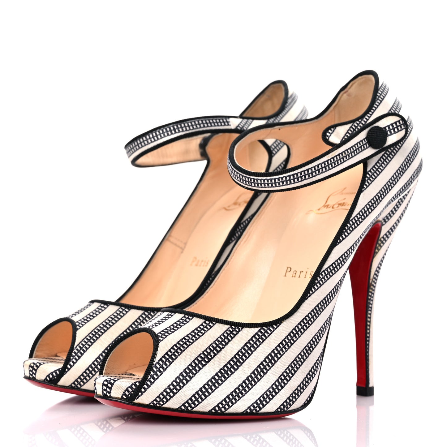 Canvas Melita Mary Jane Peep Toe 85 Pumps 38 White Black