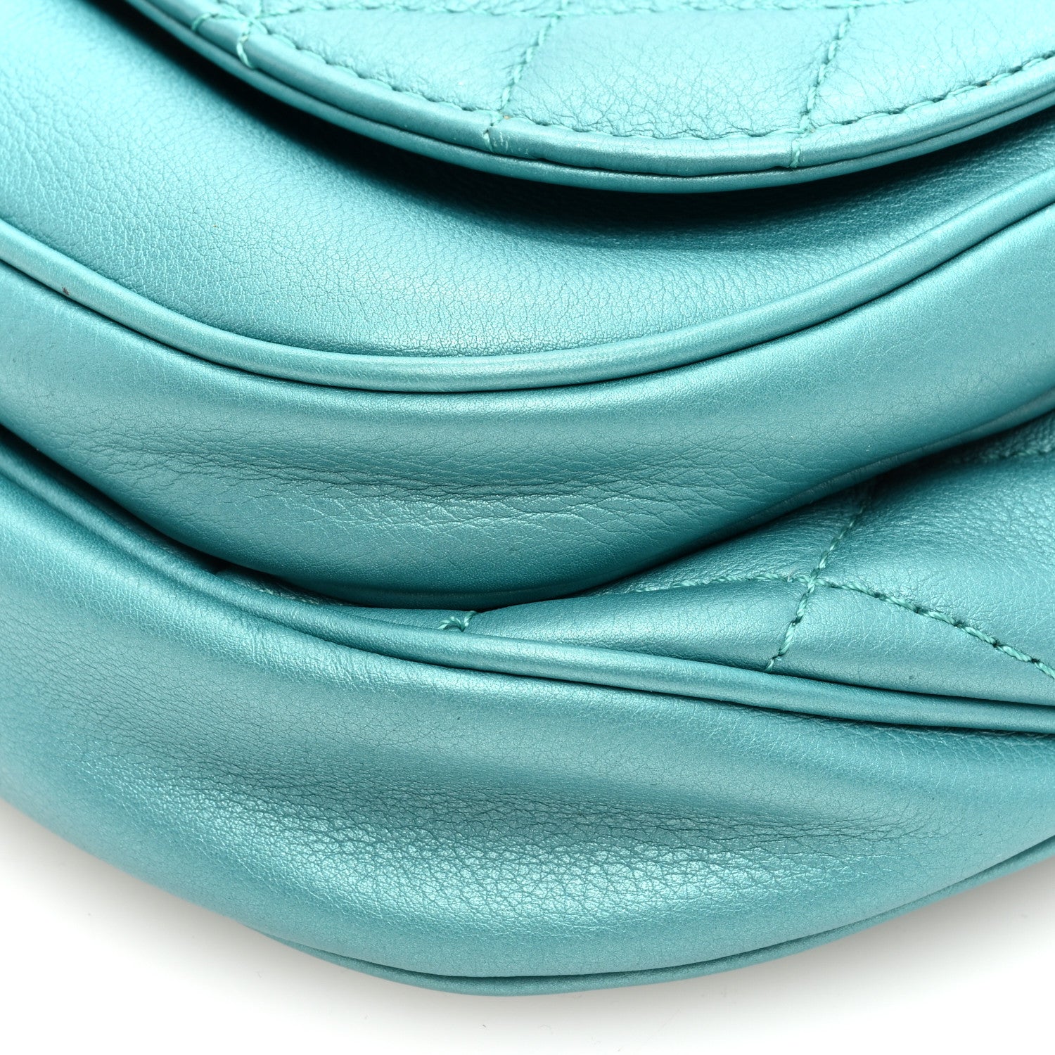 Chanel Metallic Calfskin Flap Chain Waist Bag Turquoise 12 of 12