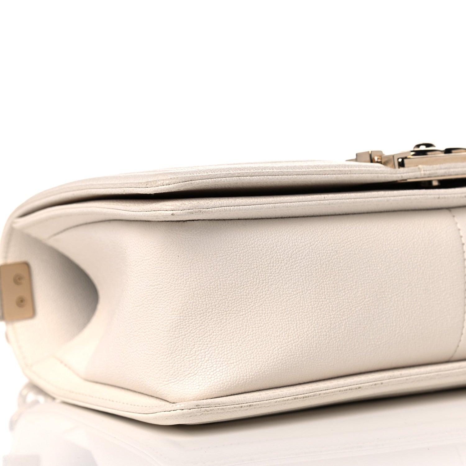 Chanel Caviar Chevron Quilted Medium Boy Flap White 9 of 10