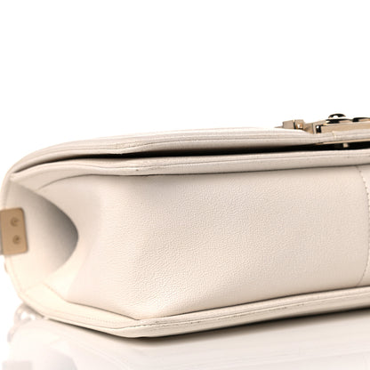 Chanel Caviar Chevron Quilted Medium Boy Flap White 9 of 10