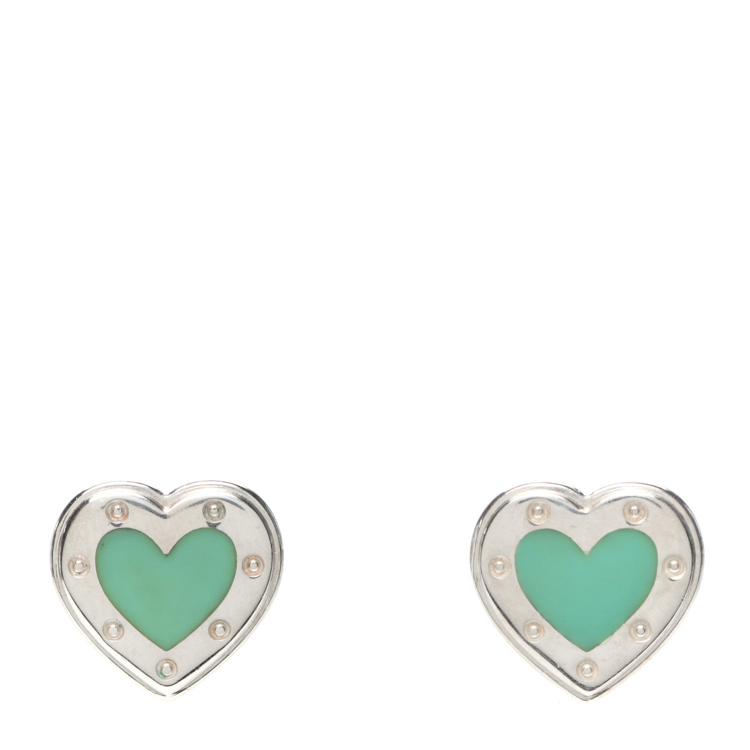 Tiffany Sterling Silver Enamel Mini Return to Tiffany Love Heart Earrings Blue 1 of 4