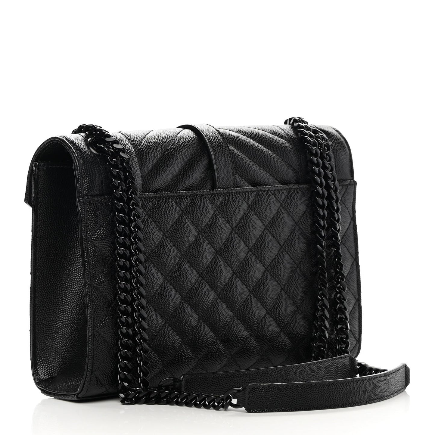 Grain De Poudre Textured Mixed Matelasse Triquilt Medium Monogram Satchel Black