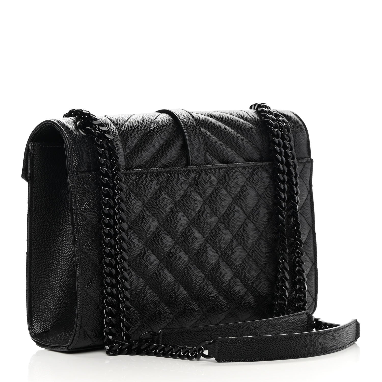 Saint Laurent Grain De Poudre Textured Mixed Matelasse Triquilt Medium Monogram Satchel Black 2 of 12