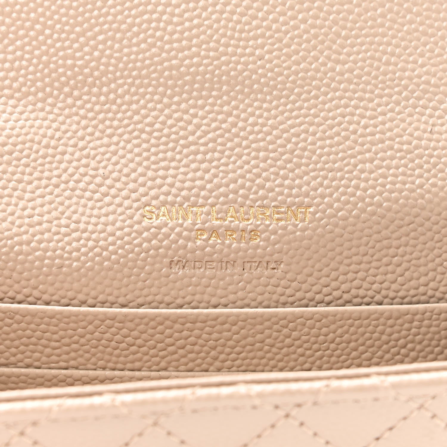 Saint Laurent Grain De Poudre Textured Mixed Matelasse Triquilt Small Monogram Envelope Wallet Dark Beige 6 of 8
