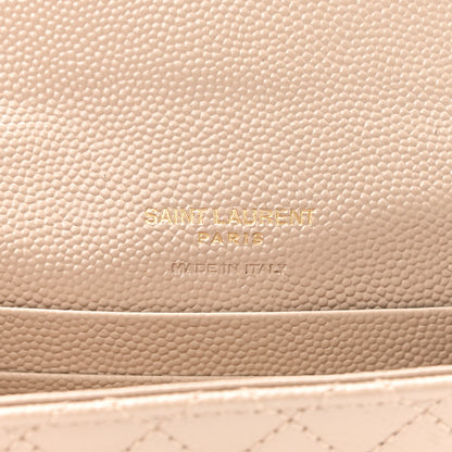 Saint Laurent Grain De Poudre Textured Mixed Matelasse Triquilt Small Monogram Envelope Wallet Dark Beige 6 of 8