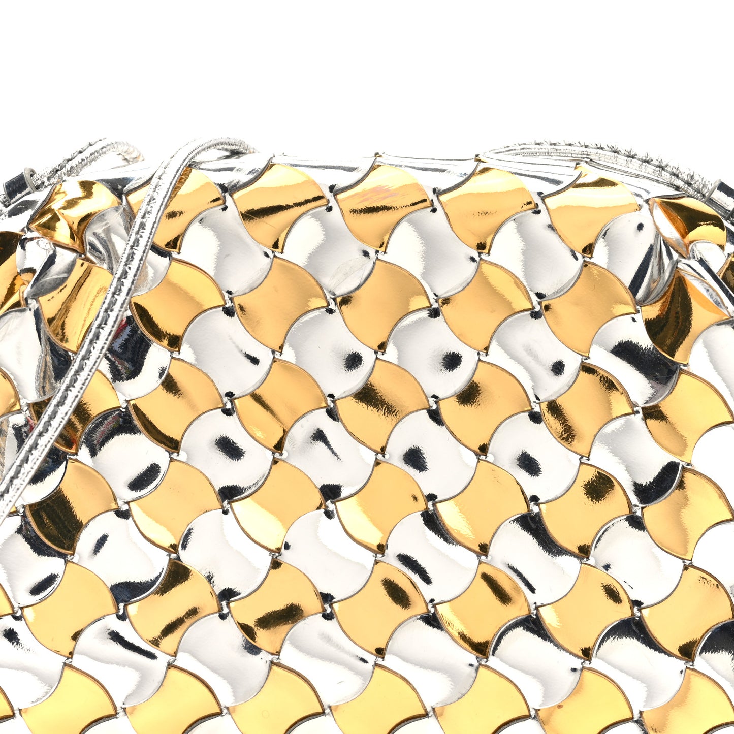 Metallic Lambskin Intrecciato The Mini Pouch Silver Gold