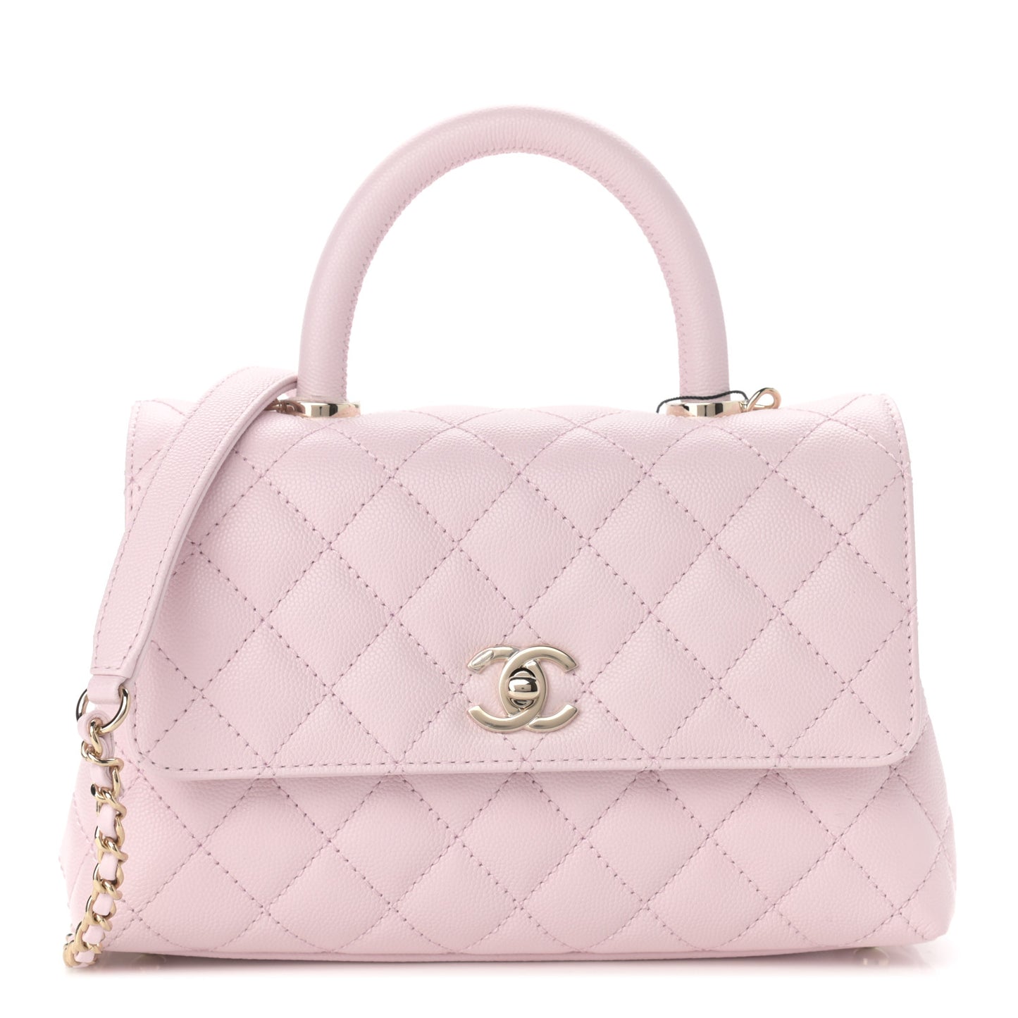 Caviar Quilted Mini Coco Handle Flap Light Pink