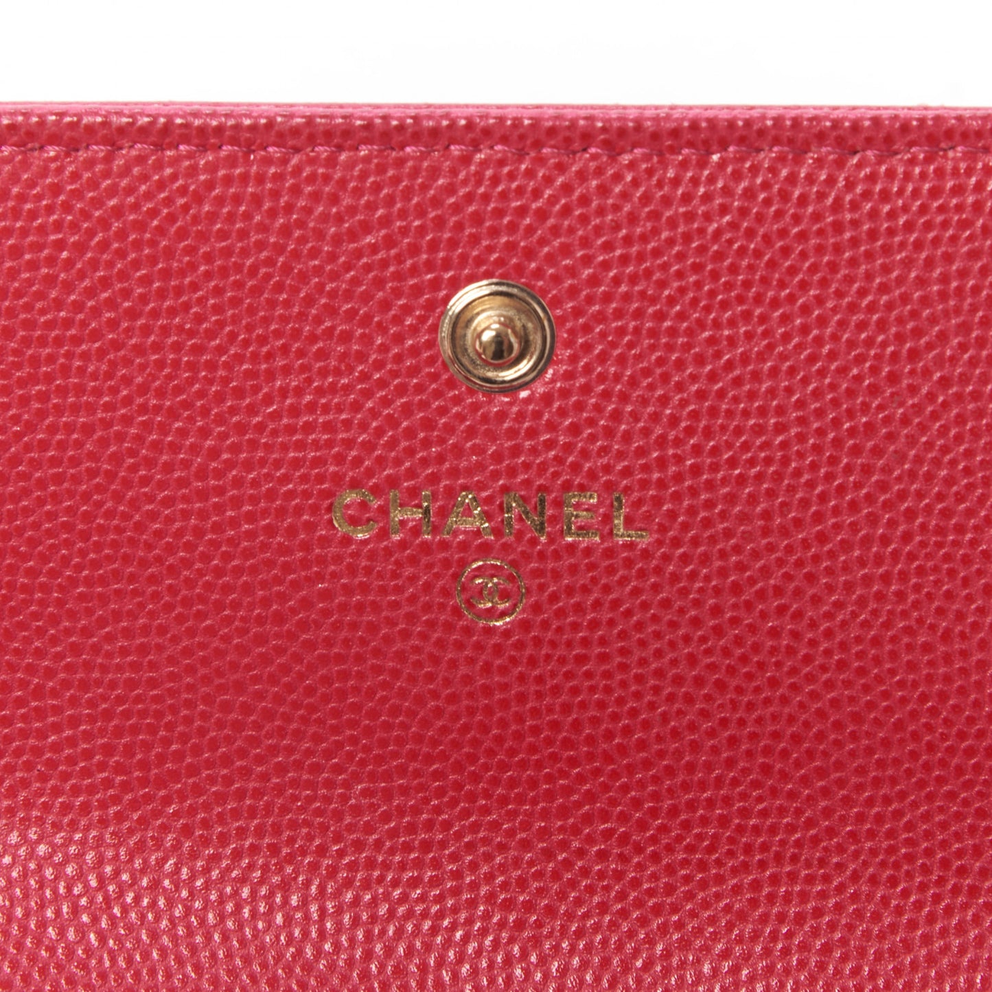Caviar Camellia Embossed Flap Wallet Fuschia